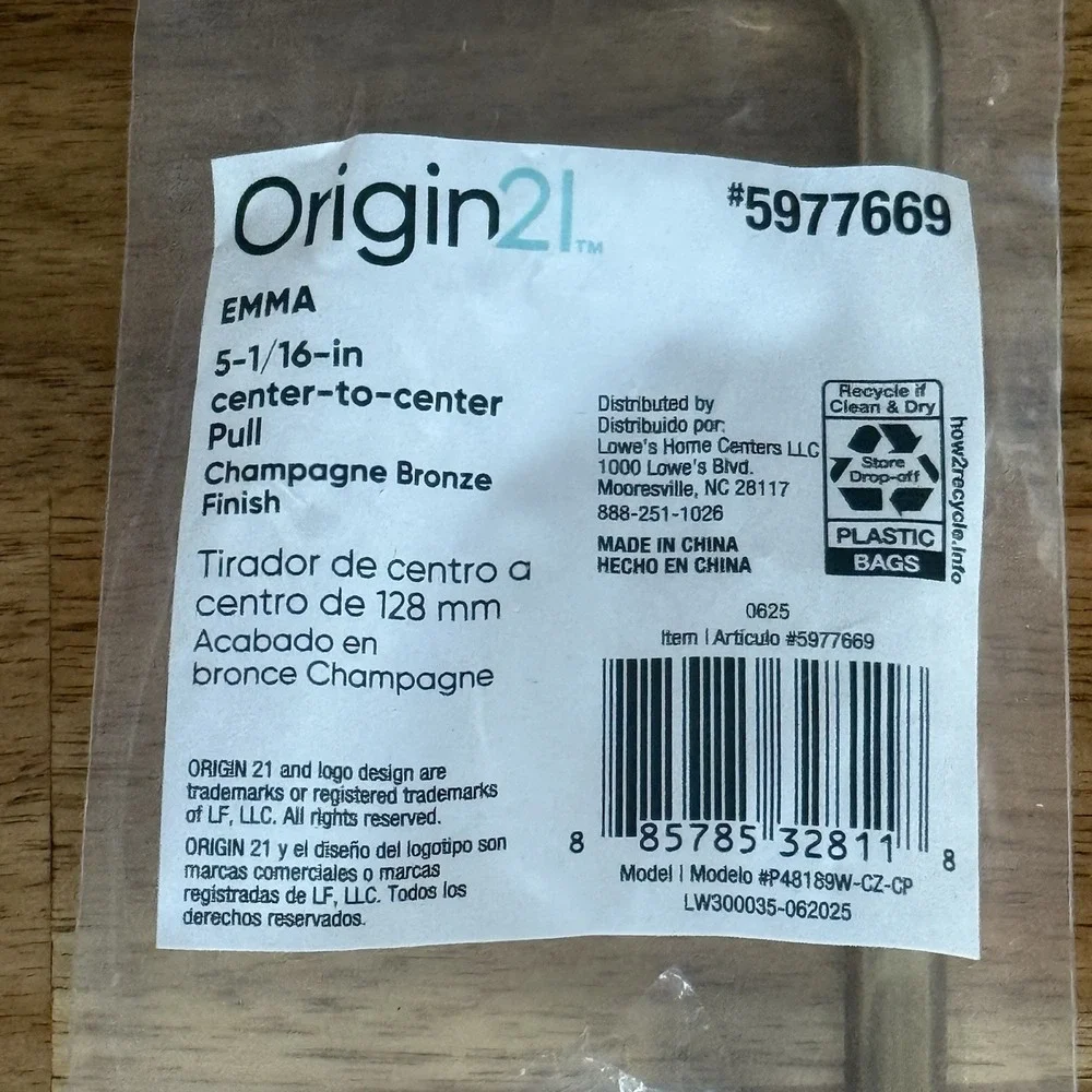 Origin 21 Emma 5-1/16-in 128mm Center to Center Champagne Bronze Drawer Pull 2pk